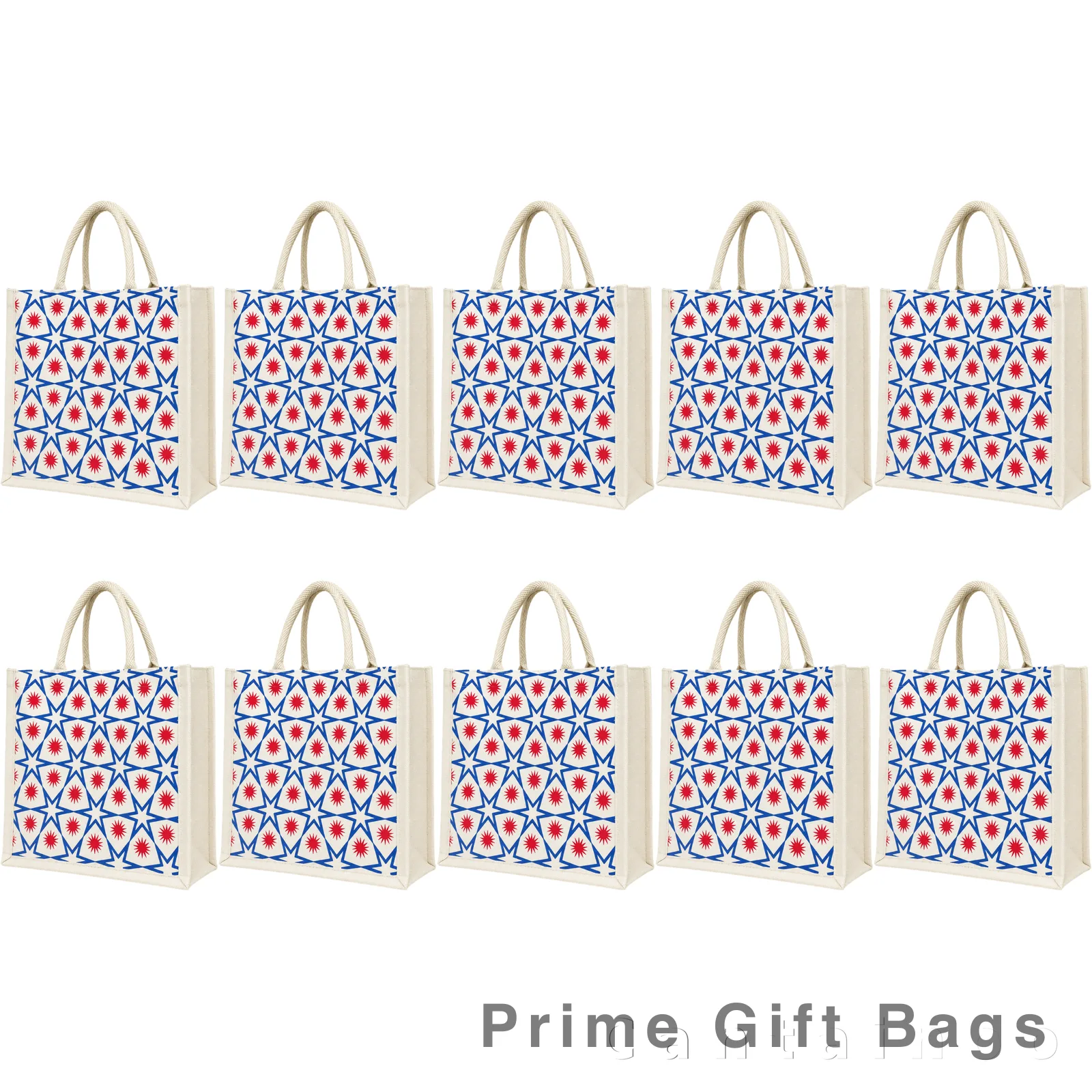 Blue Star Geometric Canvas Tote Bag — Trendy Reusable Shopping Bag