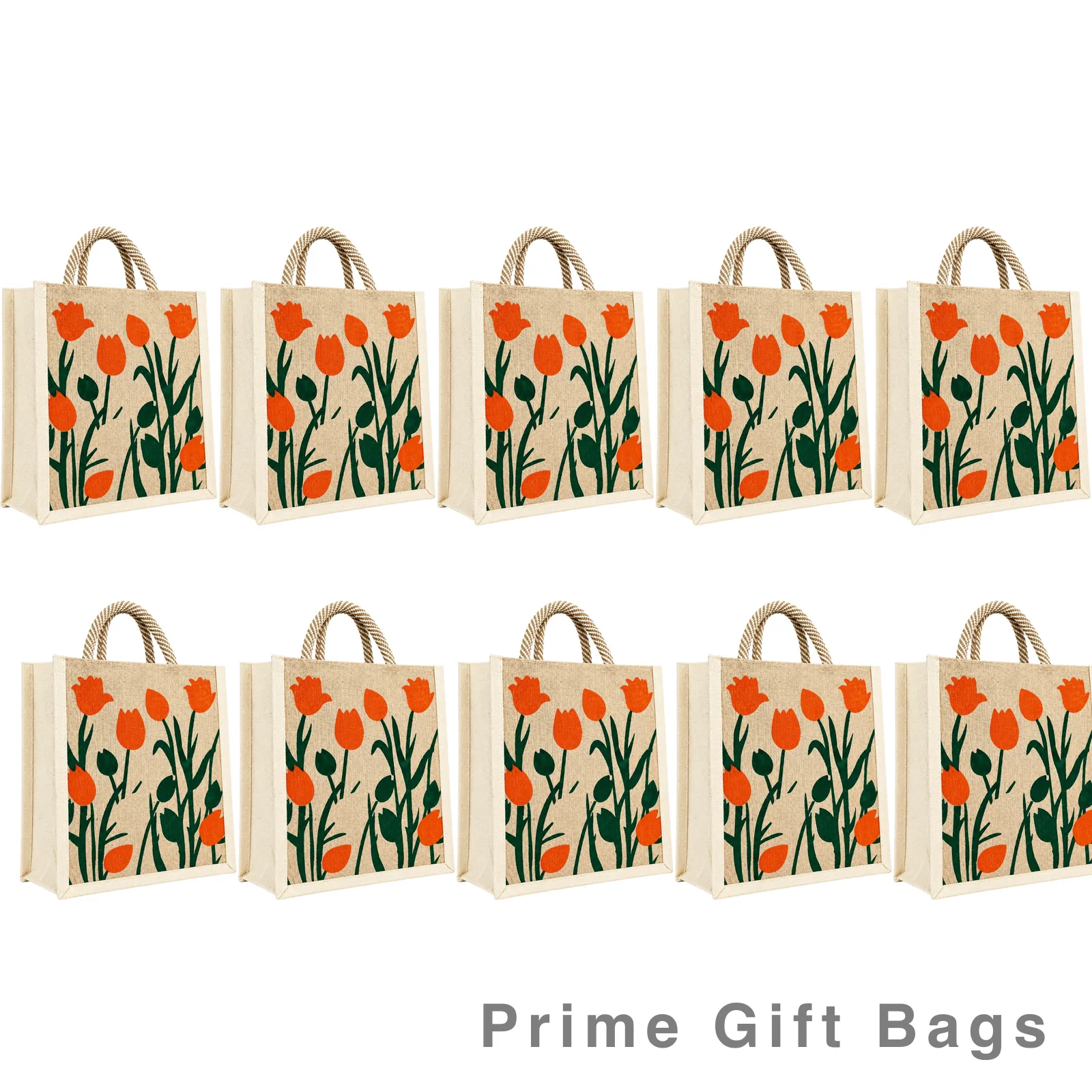 Orange Tulip Print Canvas Tote Bag — Elegant Reusable Shopping Bag