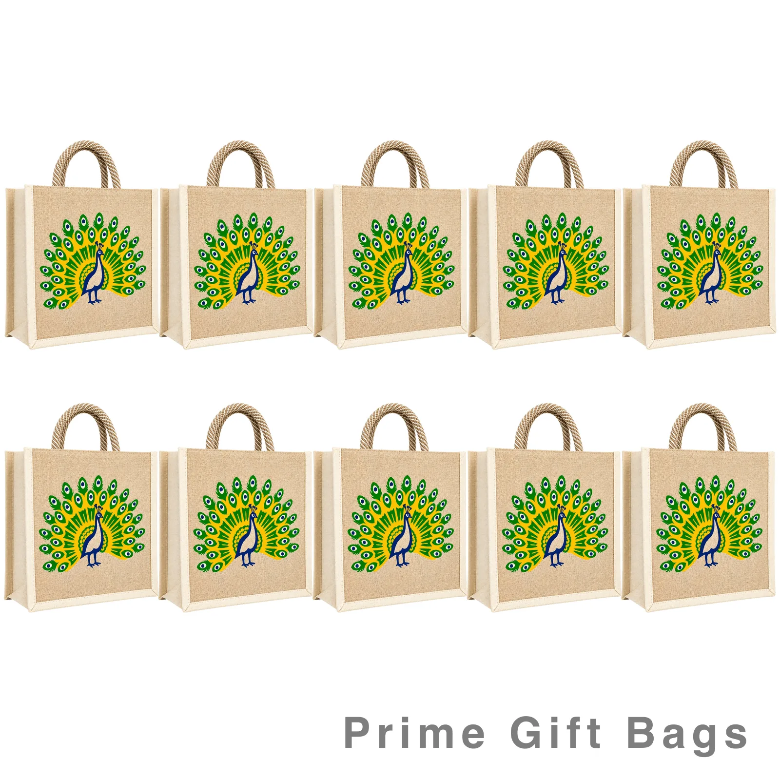 Peacock Canvas Tote Bag (Brown & Yellow) — Designer Reusable Shopper