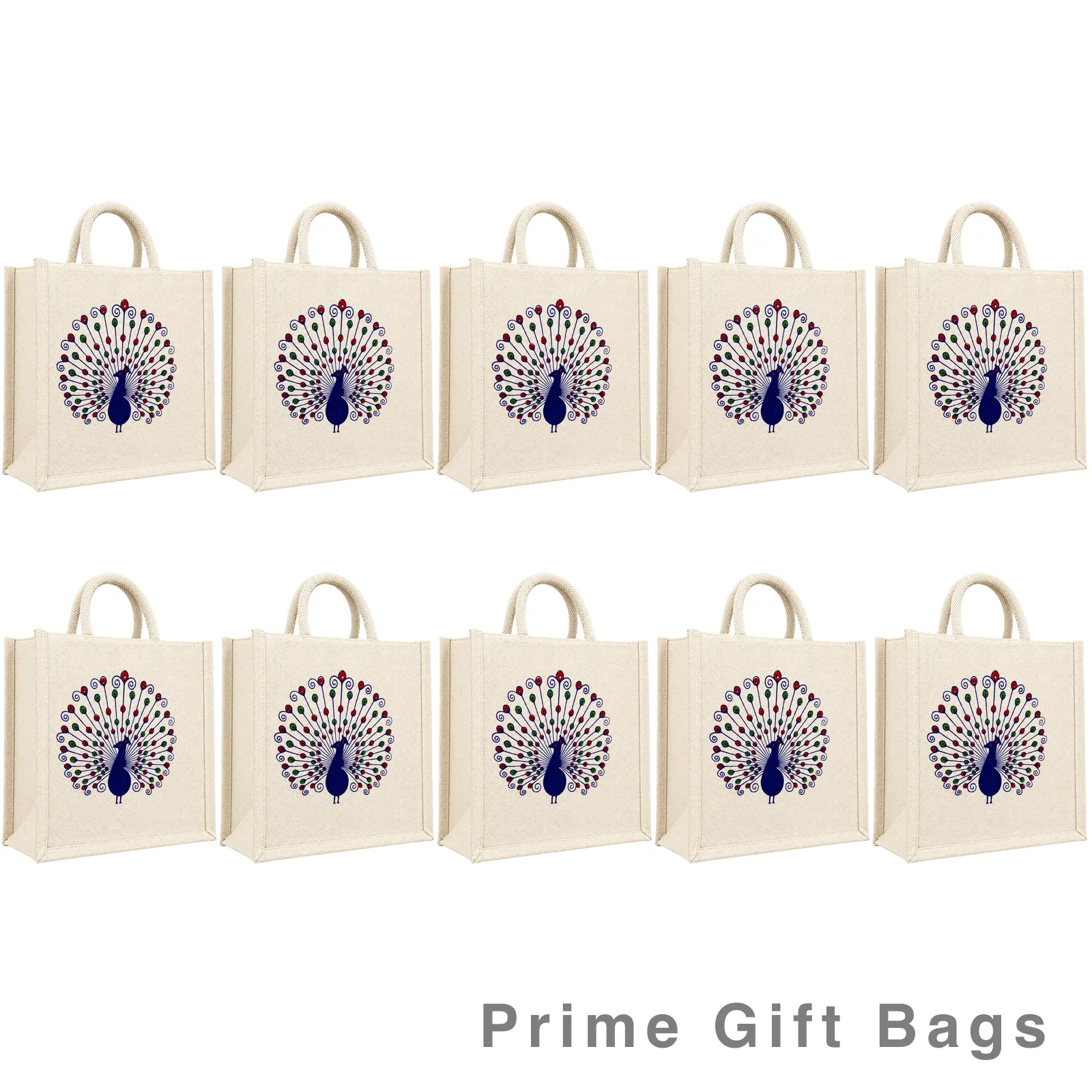 Peacock Canvas Tote Bag (White) — Designer Reusable Shopping Bag