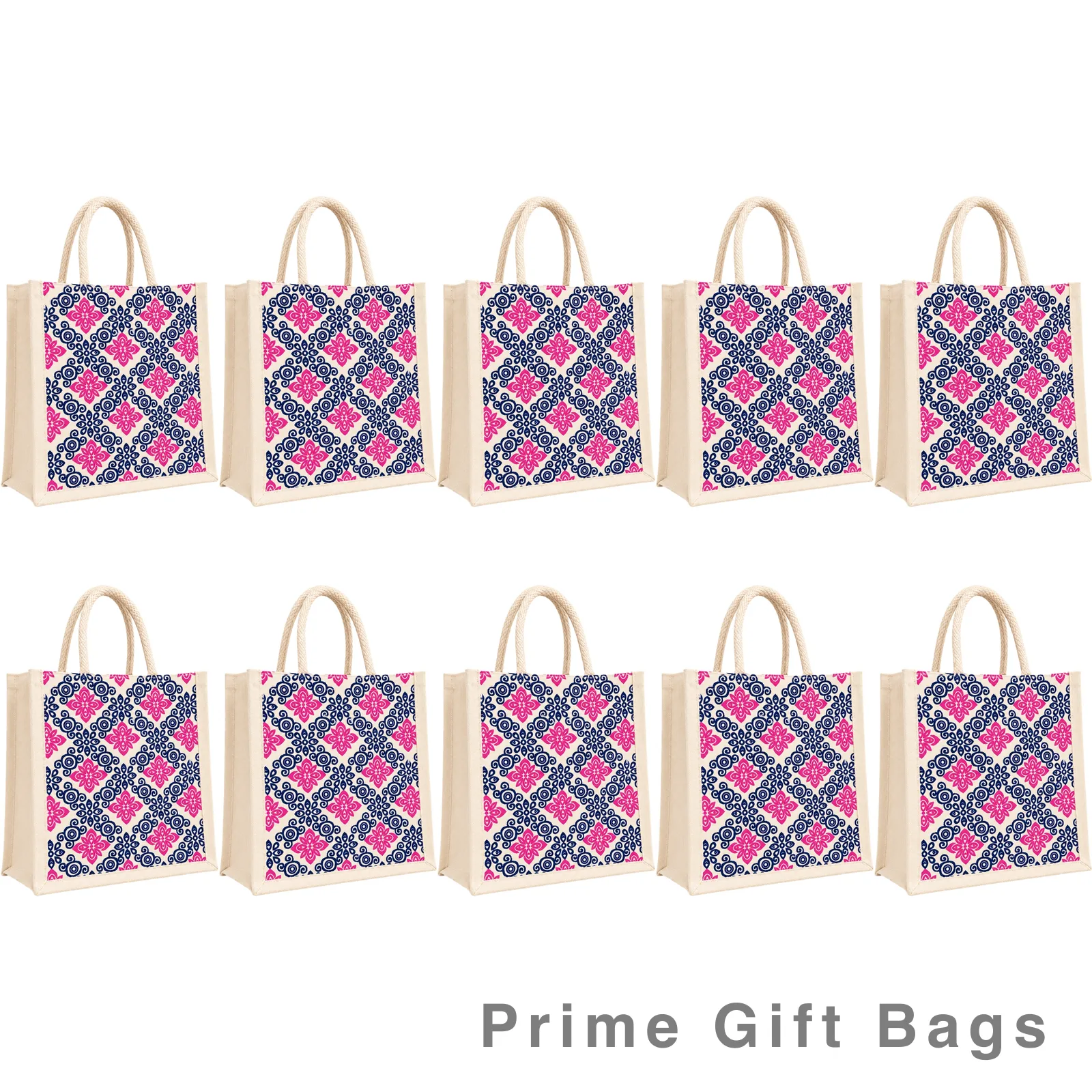 Petal Mosaic Canvas Zip Bag — Floral Reusable Tote with Zip