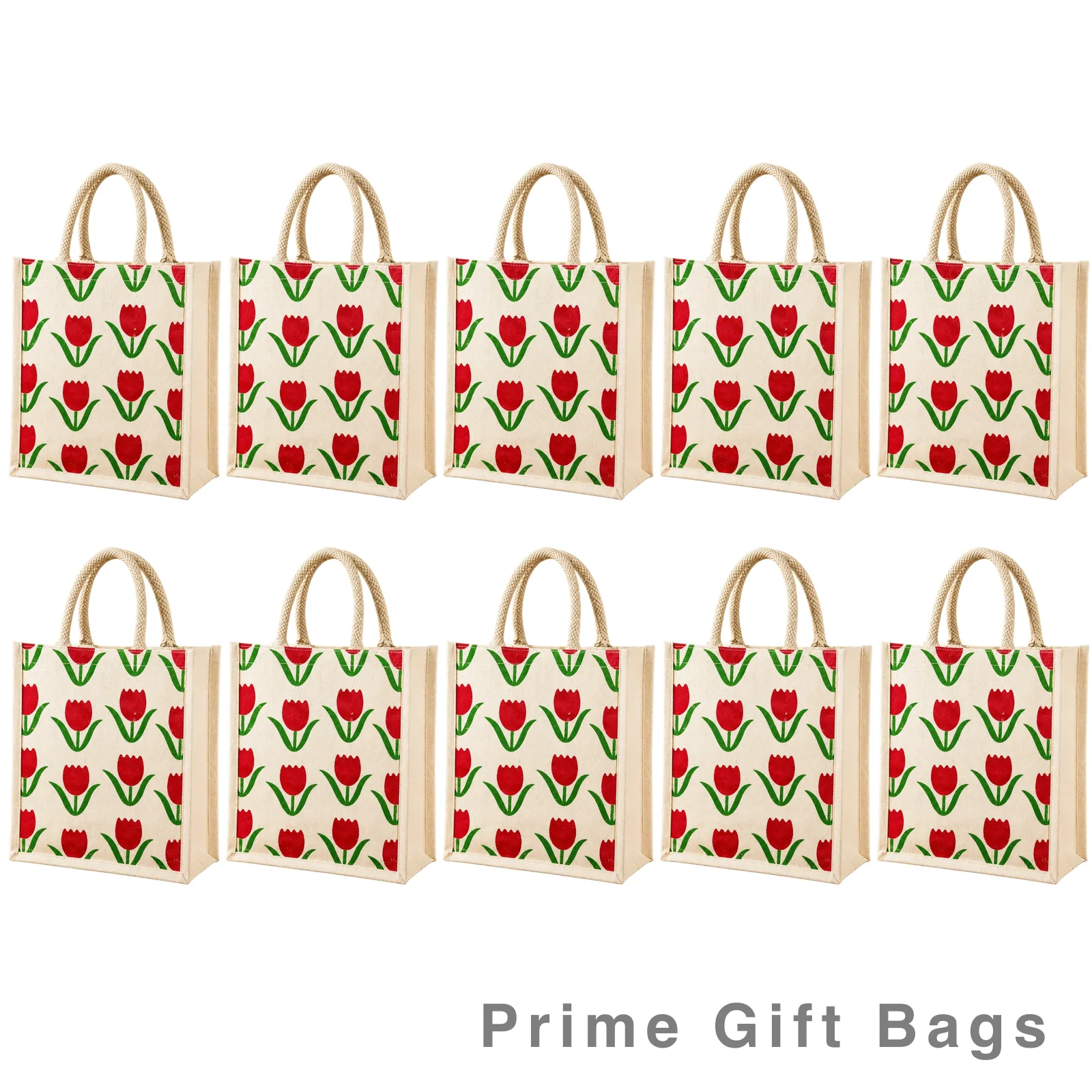 Red Flower Canvas Tote Bag — Vibrant Reusable Shopping Bag
