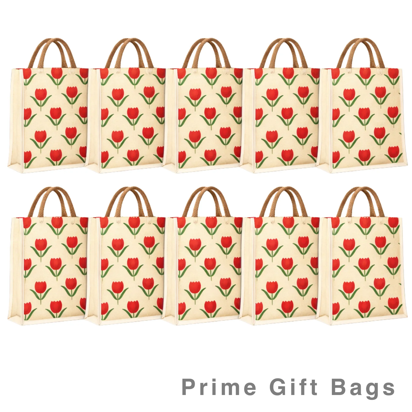 Red Tulip Print Canvas Tote Bag — Charming Reusable Shopping Bag