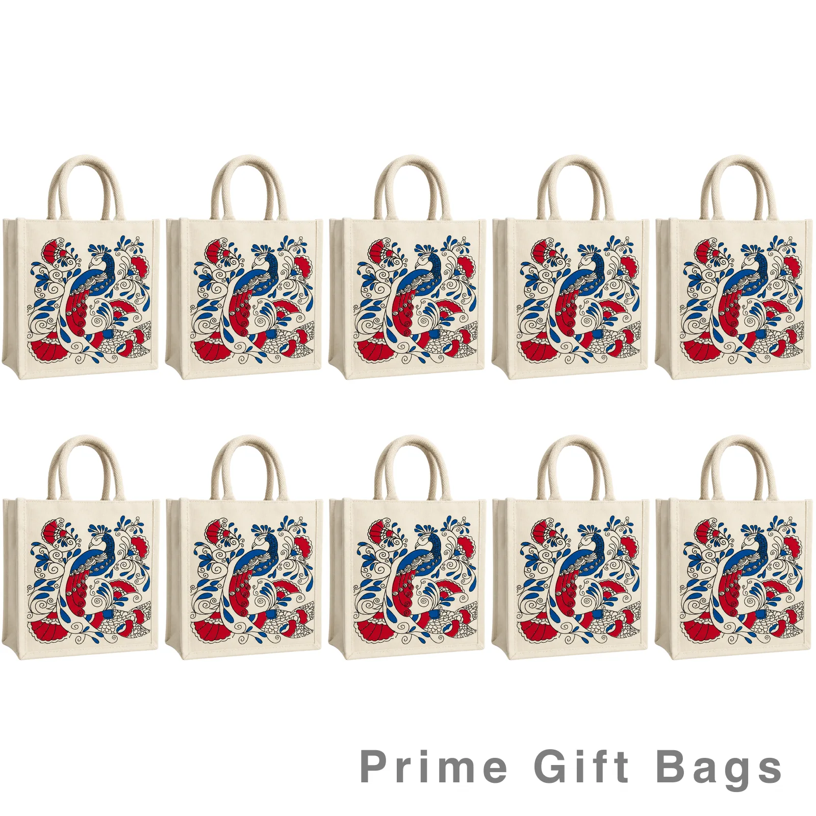Royal Peacock Canvas Tote Bag — Designer Reusable Shopping Bag
