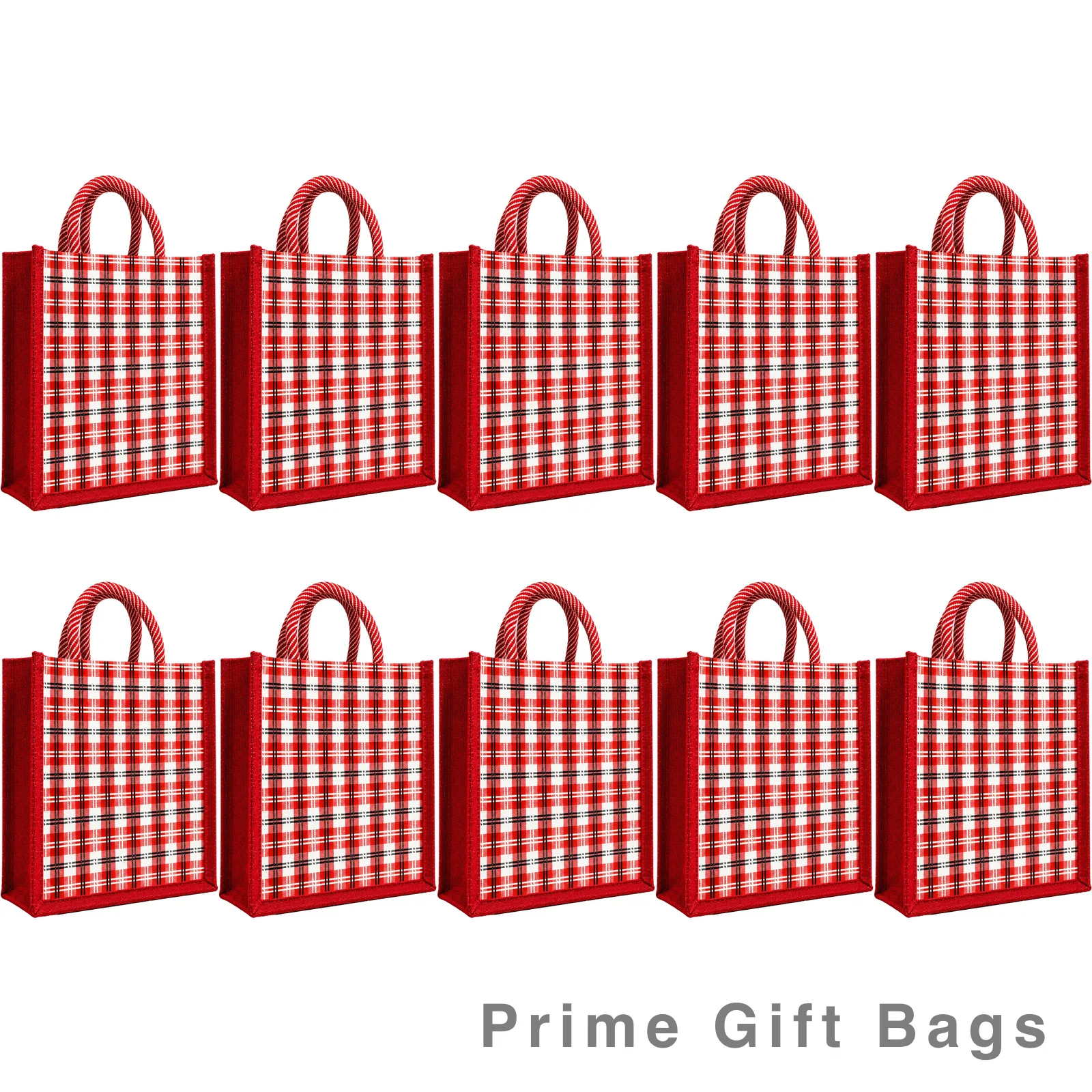 Royal Red Plaid Canvas Tote Bag — Classic Reusable Shopper