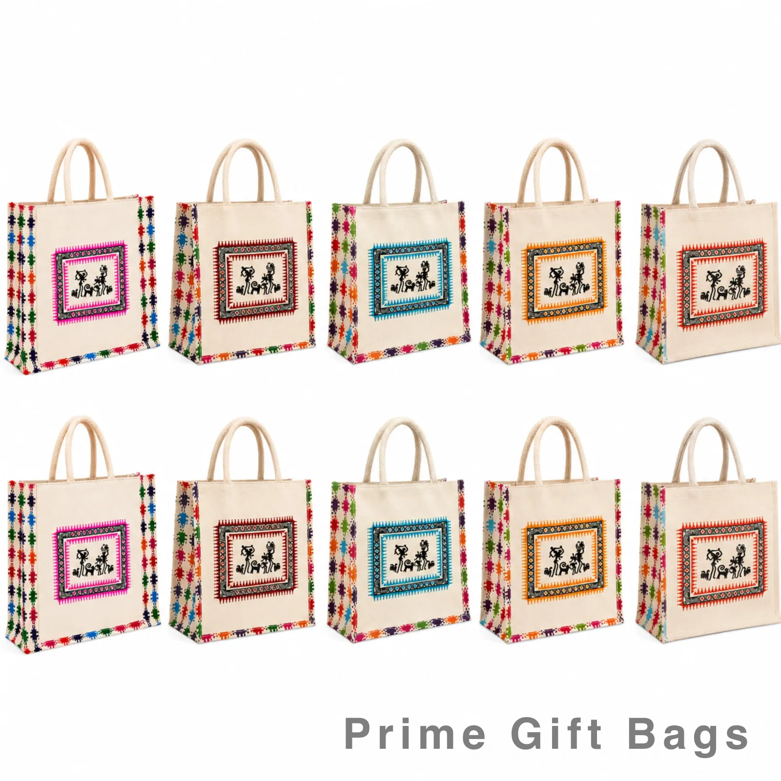 Warli Heritage Multicolor Canvas Tote — Handcrafted Ethnic Shopper