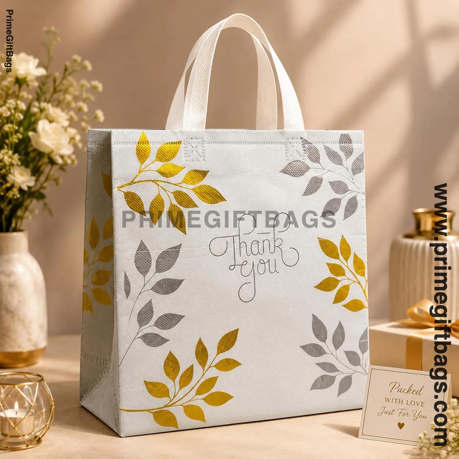 White 'Thank You' Non-Woven Gift Bags — Medium Pack of 10
