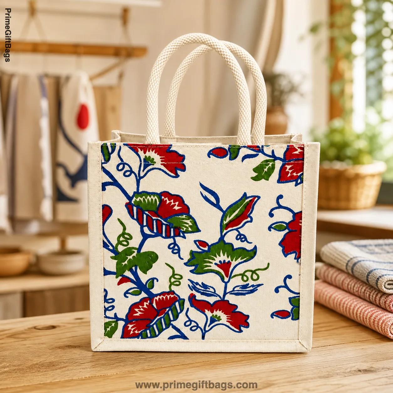 Artisan Paisley Canvas Tote (Green & Red) — Reusable Shopping Bag