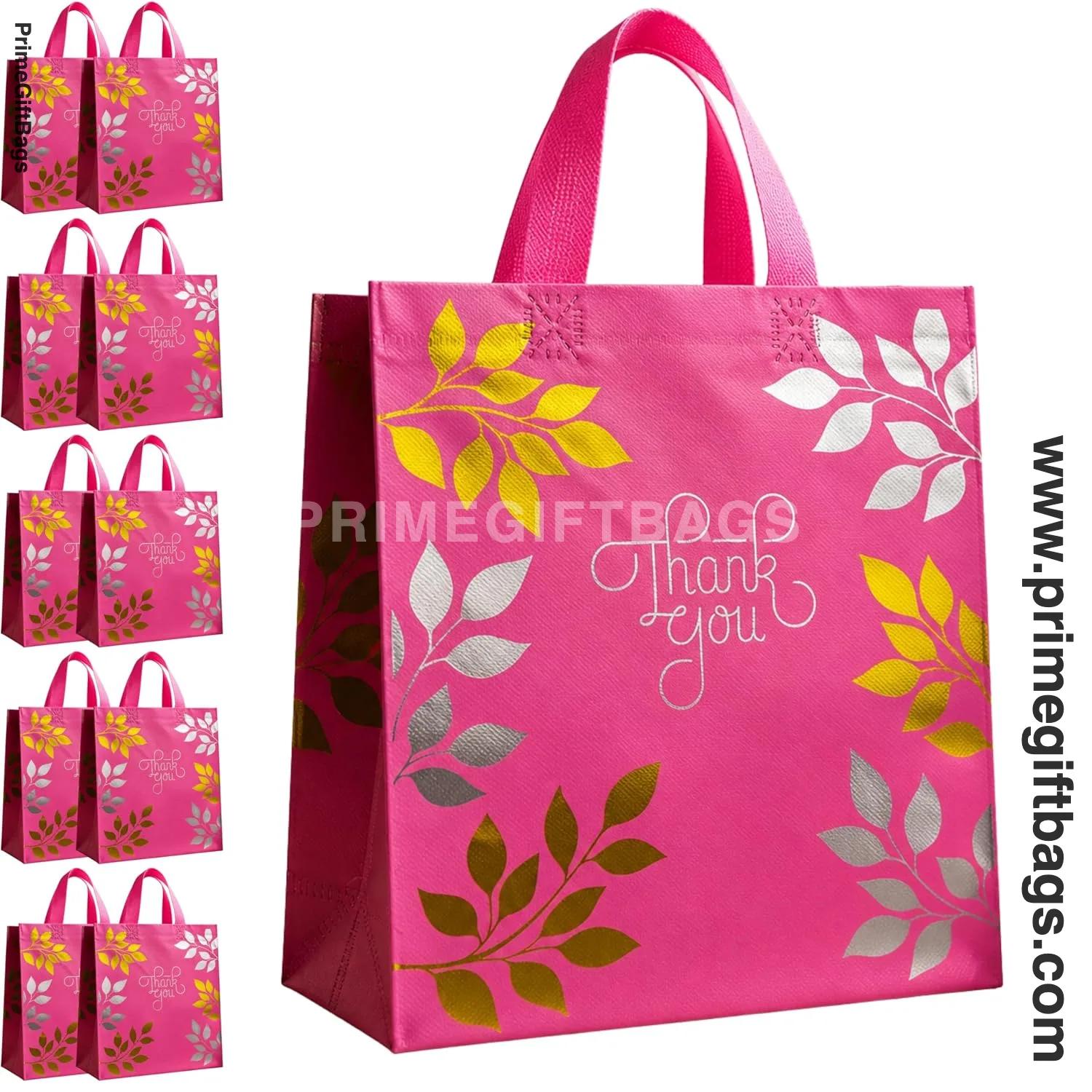 Pink 'Thank You' Non-Woven Gift Bags — Medium Pack of 10
