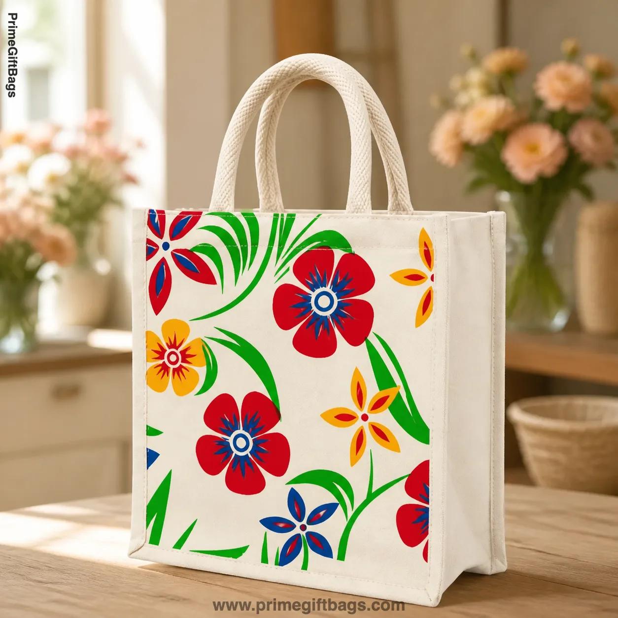 Bright Floral Canvas Tote Bag — Everyday Reusable Shopping Bag