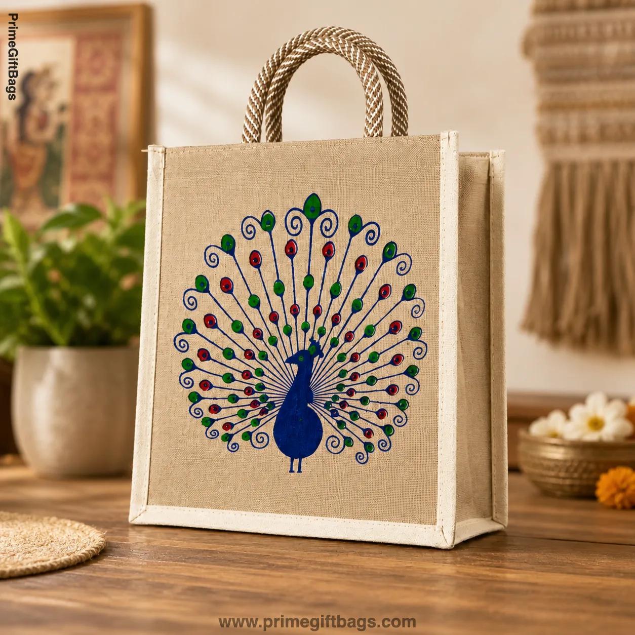 Ethnic Peacock Jute Bag — Handcrafted Designer Tote (Made to Order)