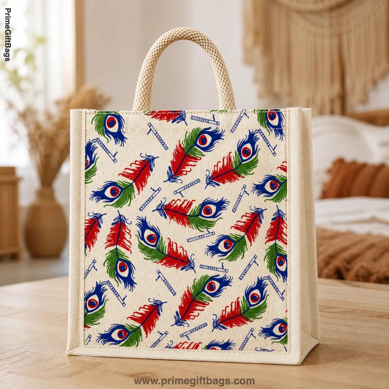 Feather Print Canvas Tote Bag — Stylish Reusable Shopping Bag