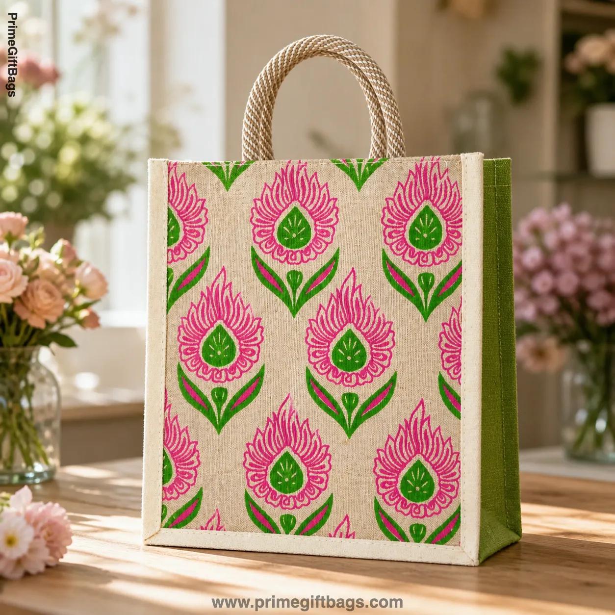 Floral Buta Canvas Tote Bag — Ethnic Reusable Shopping Bag