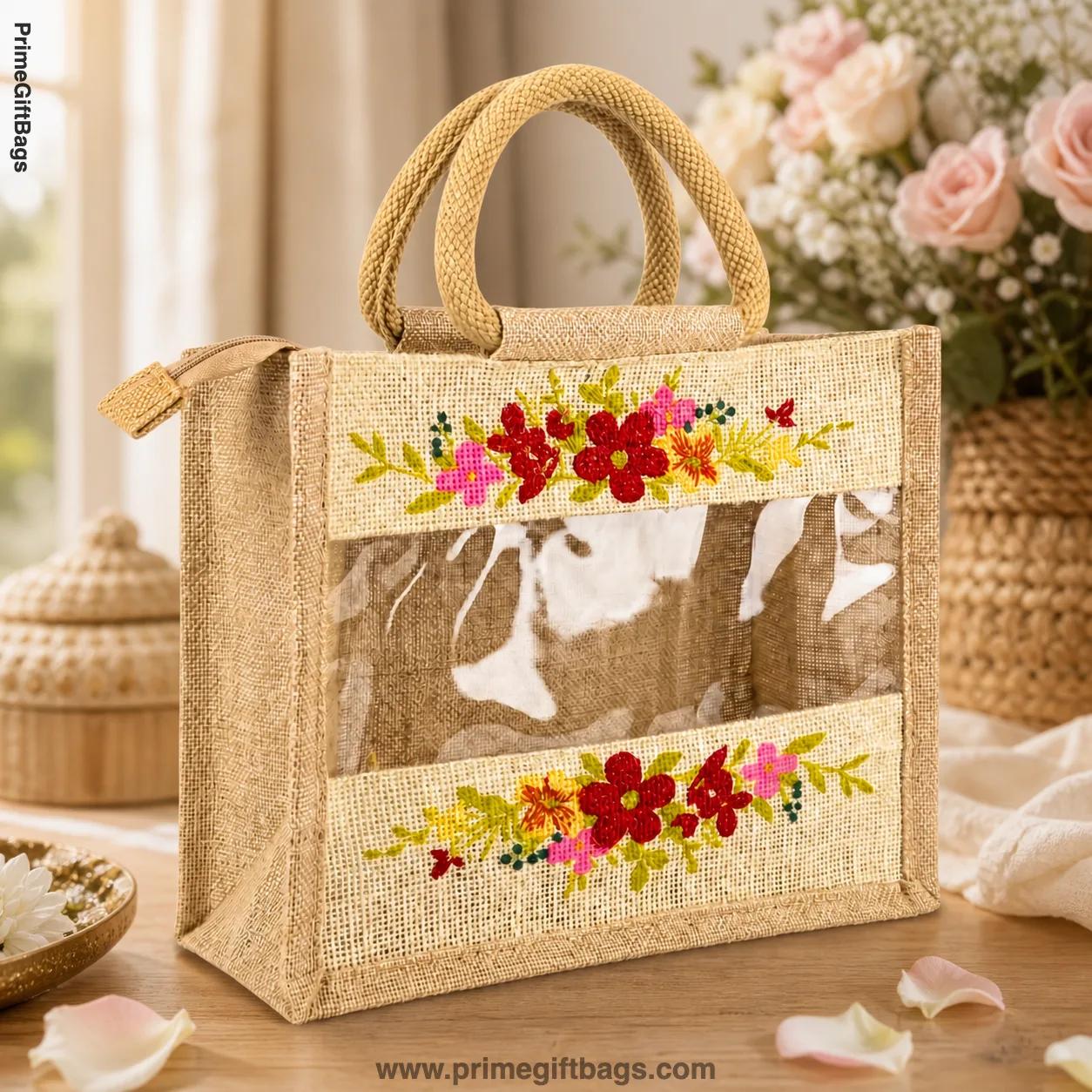 Floral Window Jute Bag