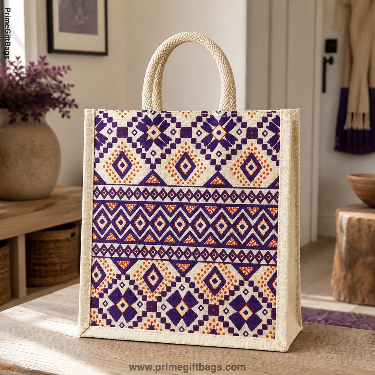 Geometric Violet Canvas Tote Bag — Modern Reusable Shopper