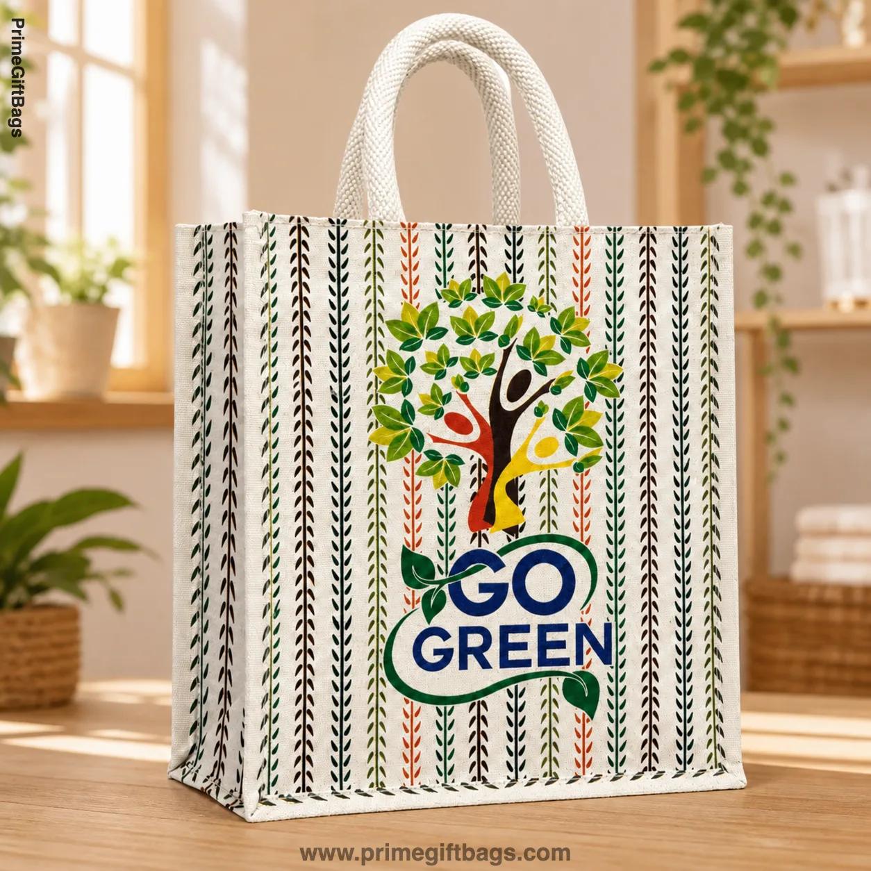 Green Tree Print Canvas Tote Bag — Eco Reusable Shopping Bag