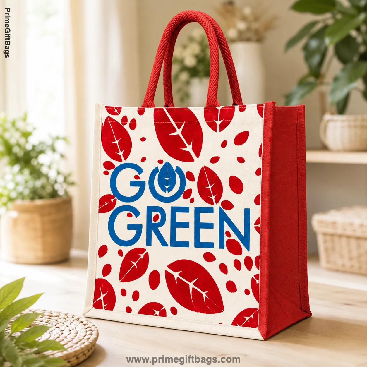 Green Vibe Canvas Zip Bag (Red) — Trendy Reusable Tote with Zip