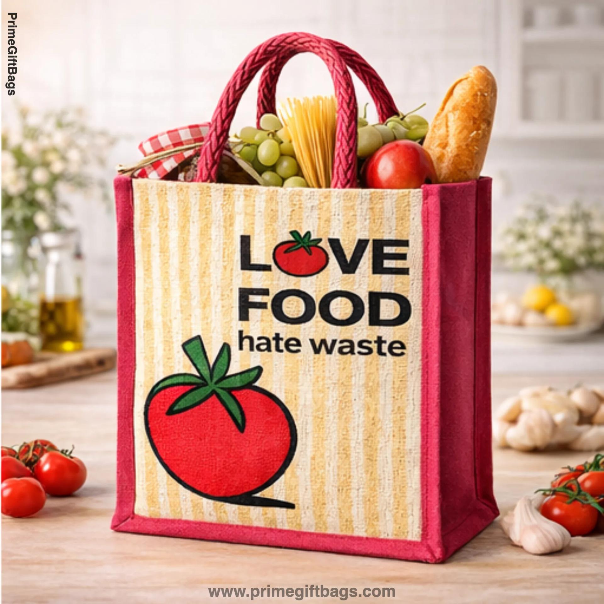 Love Food Goddess Zip Jute Bag — Festive Pooja Return Gift