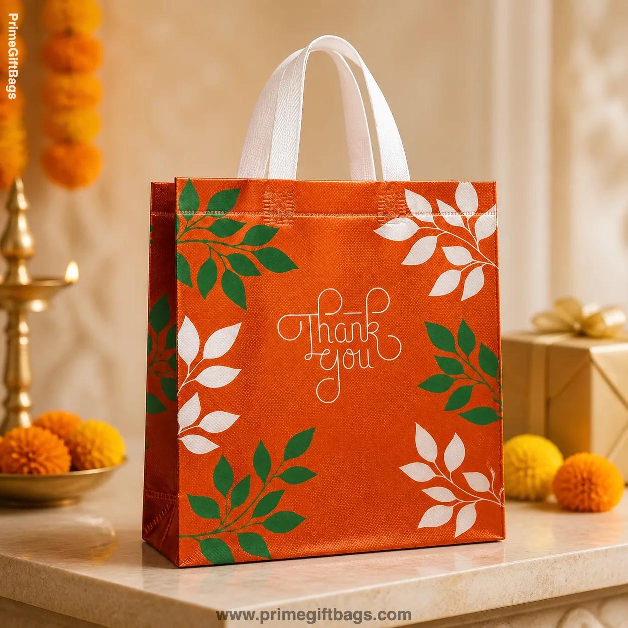 Orange 'Thank You' Non-Woven Gift Bags — Medium Pack of 10