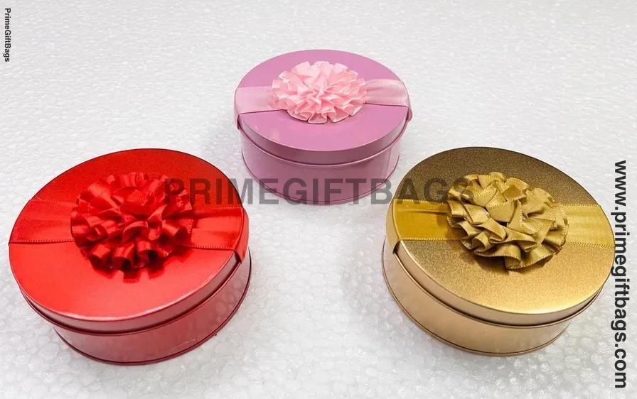 Round Ribbon Tin Boxes