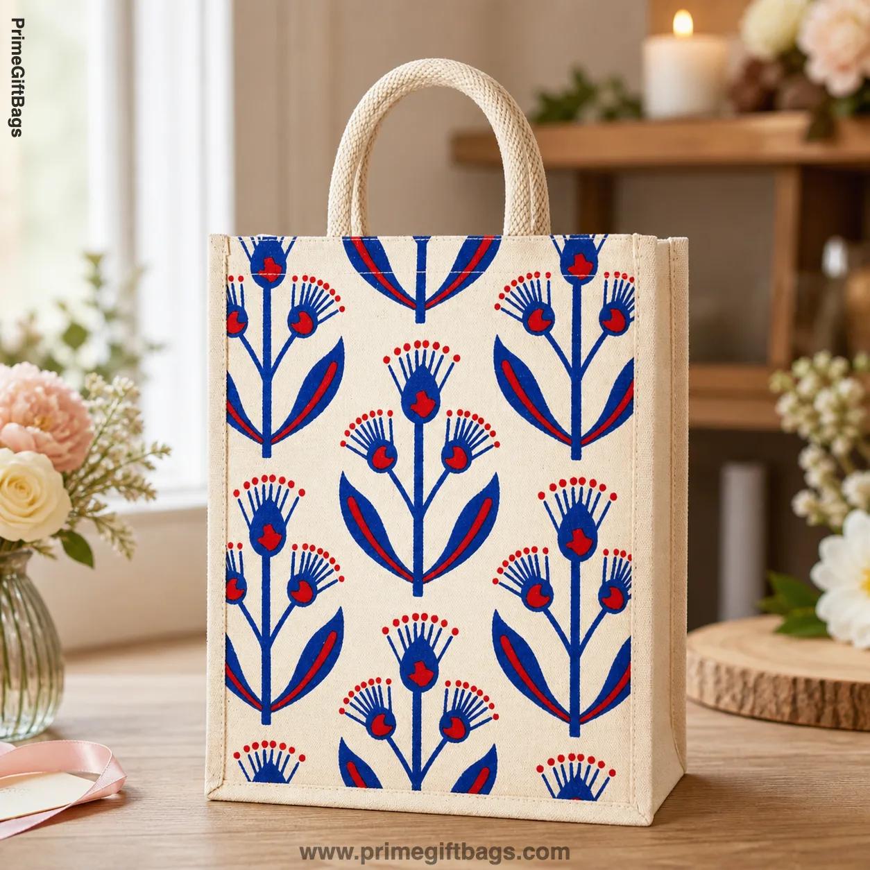 Royal Floral Canvas Bag with Velcro & Lace — Elegant Reusable Tote