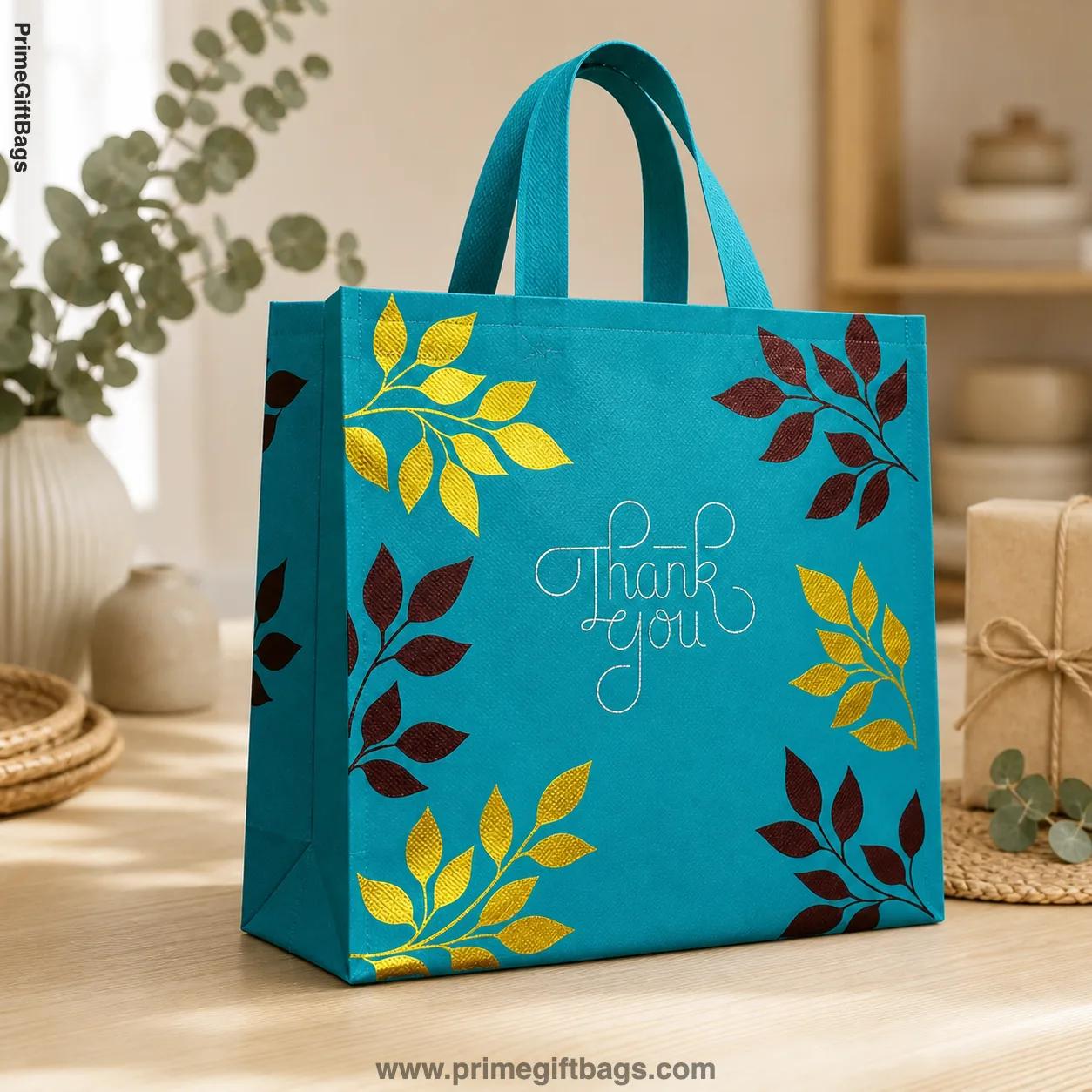 Teal 'Thank You' Non-Woven Gift Bags — Medium Pack of 10