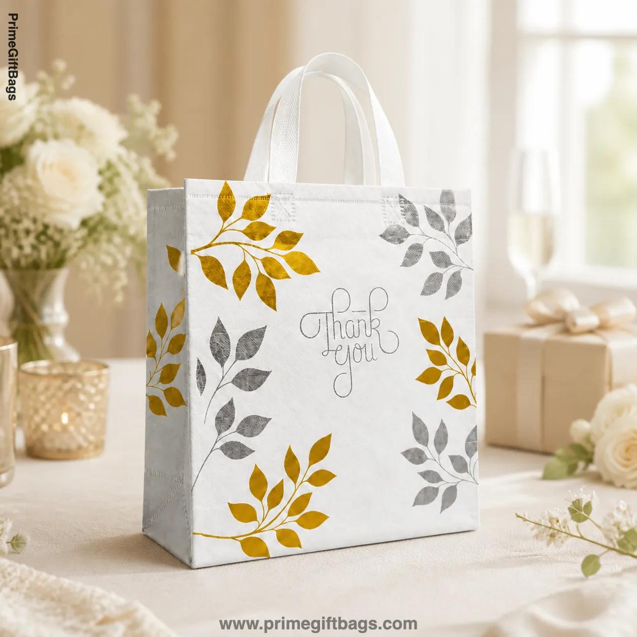 White 'Thank You' Non-Woven Gift Bags — Medium Pack of 10